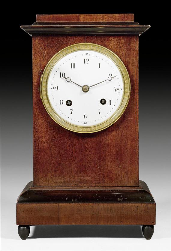 Appraisal: MANTEL CLOCK Empire Restauration XXXXXXXX circa Mahogany partly ebonized Enamel