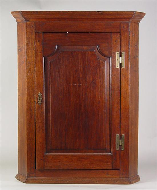 Appraisal: English Oak Hanging Corner Cupboard Circa Deal interior with three