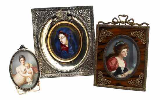 Appraisal: A Collection of Three Portrait Miniatures on Ivory the first