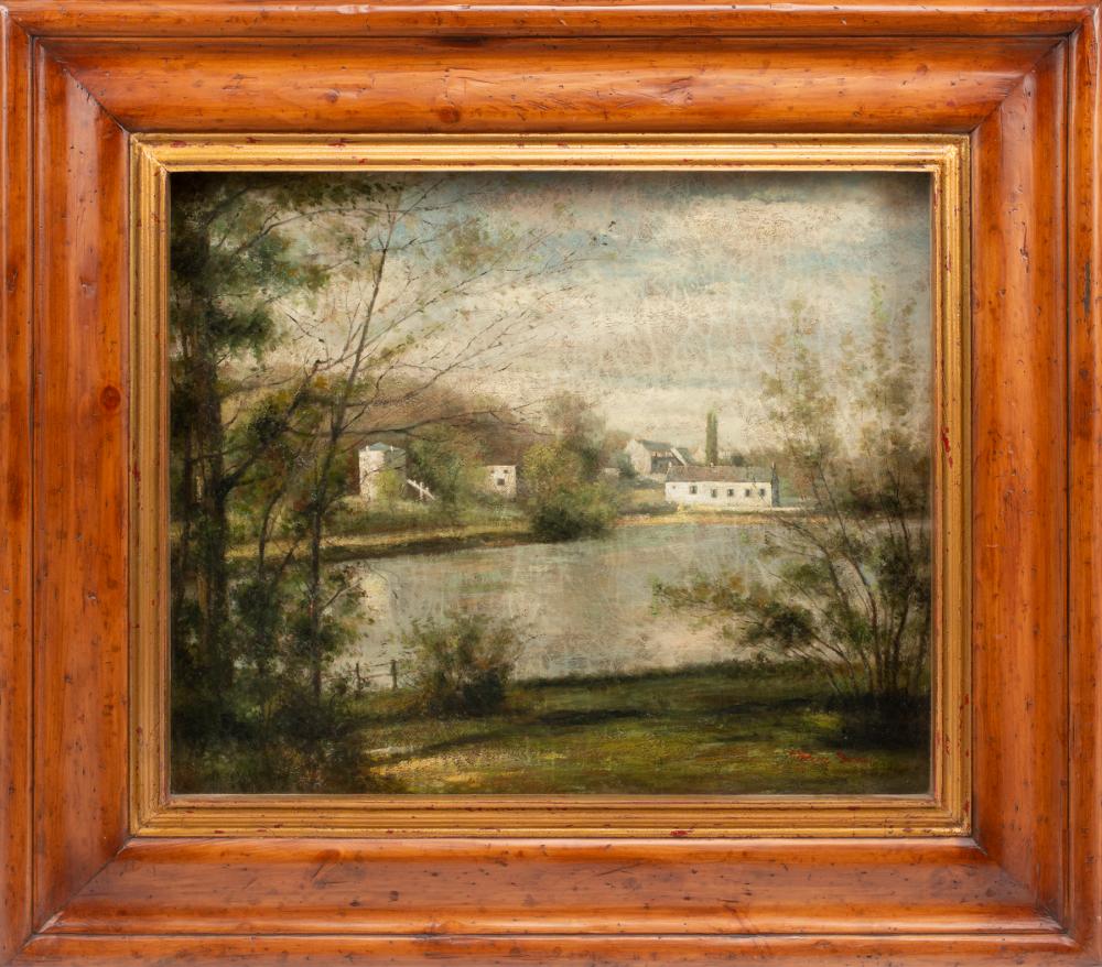 Appraisal: Trevor James American th c River Landscape oil on canvas