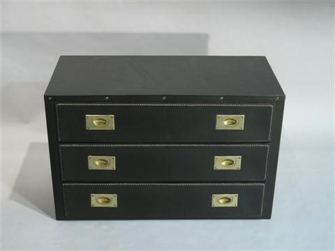 Appraisal: MODERN IMITATION BLACK LEATHER SMALL CHEST h w d in