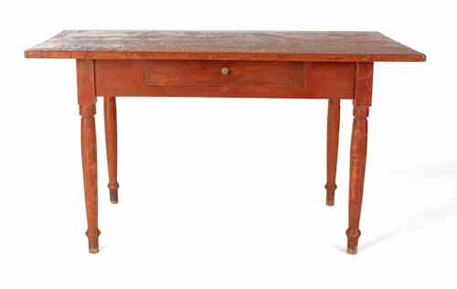 Appraisal: Pennsylvania painted pine work table th c with center drawer