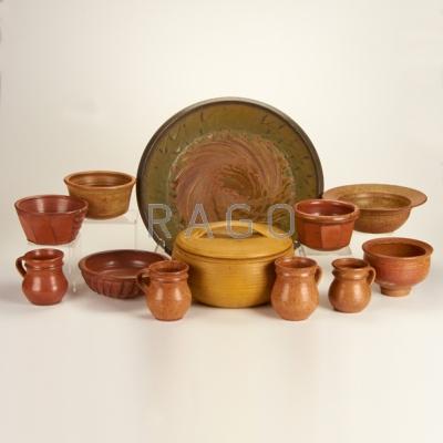 Appraisal: VAL CUSHING Twelve pieces USA mid- s seven bowls four