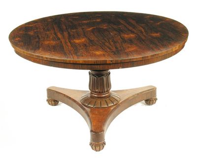 Appraisal: A George IV rosewood centre table the circular tilt top