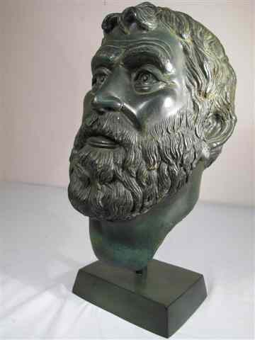 Appraisal: Large bronze bust of a man Heavy green patina th