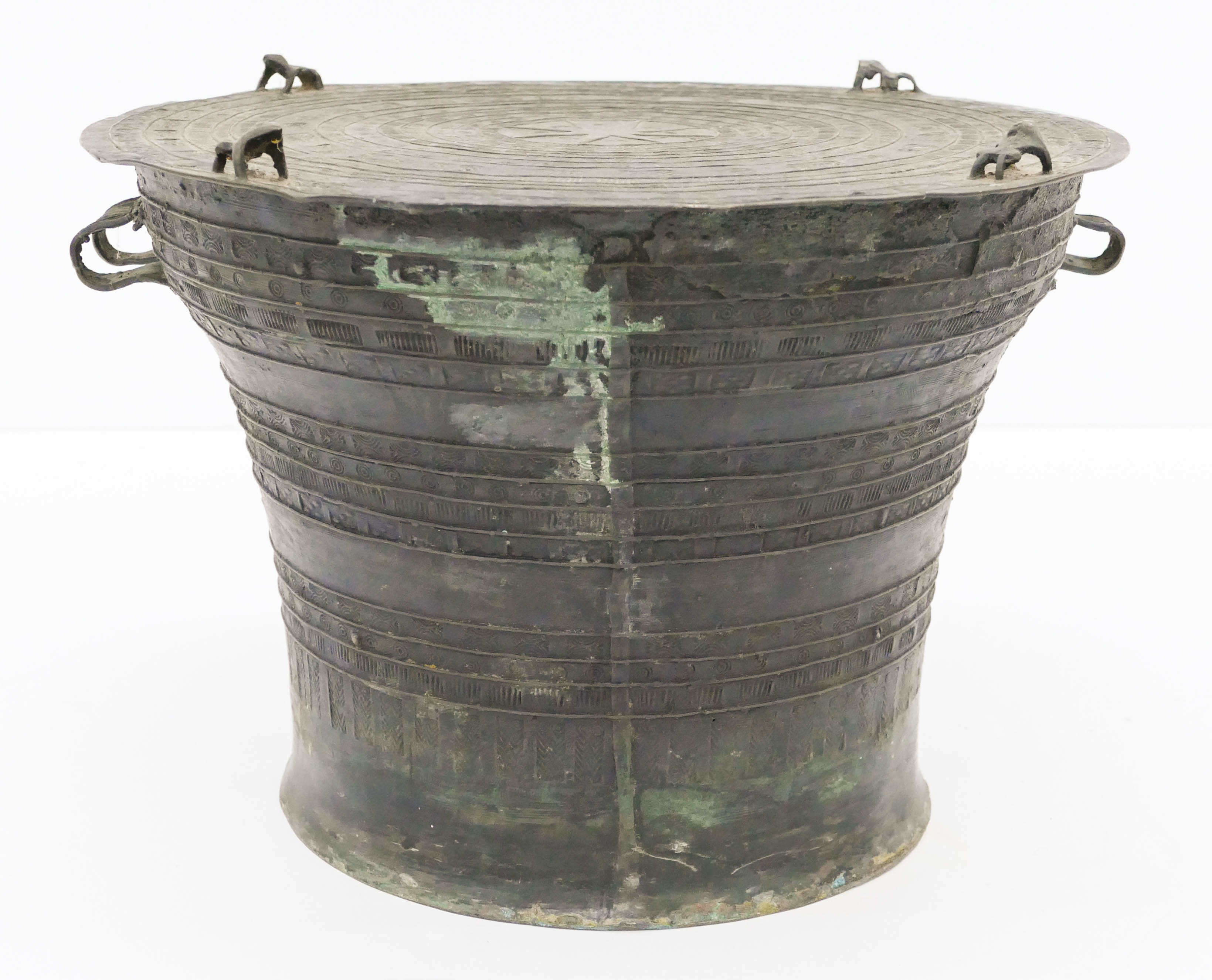 Appraisal: Old Southeast Asian Small Bronze Rain Drum ''x '' Highly