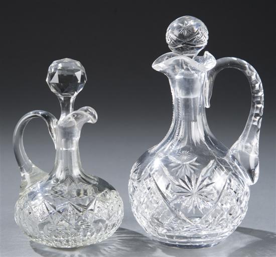 Appraisal: Lot of glass cruets with stoppers Hand blown clear glass