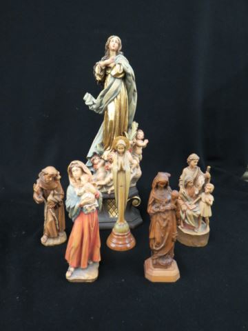 Appraisal: Anri Carved Wood Religious Figurines all different tallest is