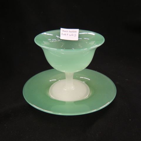 Appraisal: Steuben Green Alabaster Art Glass Sherbet underplate excellent Frederick Carder