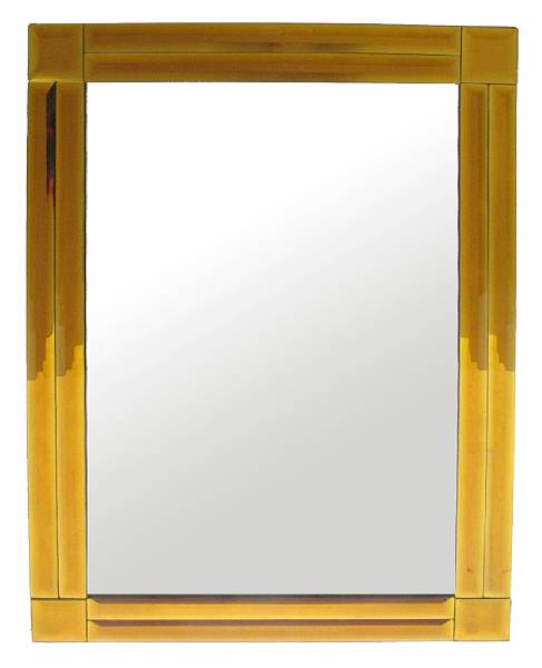 Appraisal: A contemporary rectangular wall mirror possibly 's with faceted amber