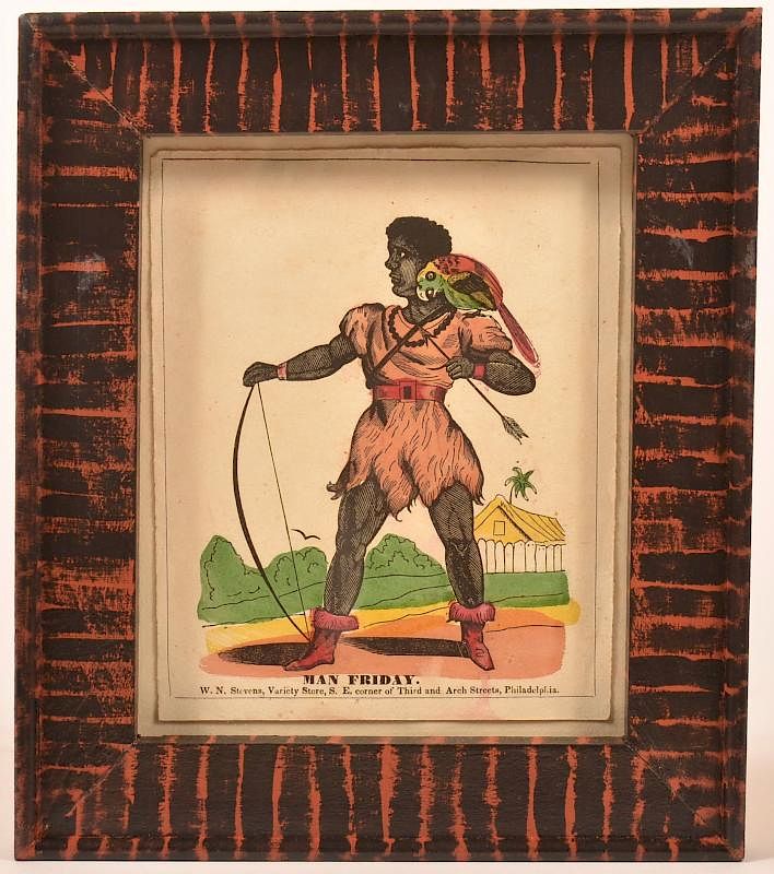 Appraisal: Early th Century Hand Colored Print Titled Man Friday by