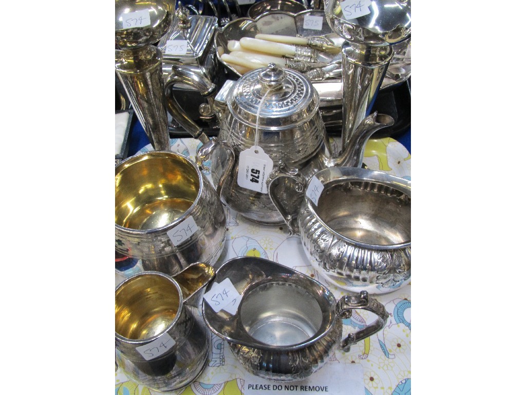 Appraisal: Tray lot of EP - tea service vases etc