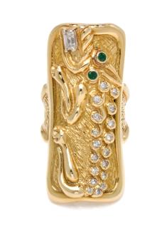 Appraisal: An Karat Yellow Gold Diamond and Emerald Ring dwts An