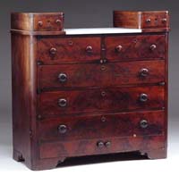 Appraisal: MAHOGANY MARBLE TOP CHEST WITH MIRROR The top fitted with