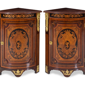 Appraisal: A Pair of Napoleon III Gilt Bronze Mounted Marquetry Encoignures