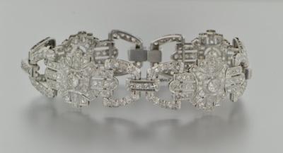 Appraisal: A Platinum and Diamond Bracelet Platinum bracelet designed in Deco