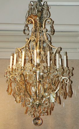 Appraisal: Louis XV Style Silvered Metal and Cut Glass Sixteen-Light Chandelier