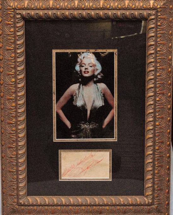 Appraisal: MARILYN MONROE AUTOGRAPH In red pen Best Wishes Love Marilyn