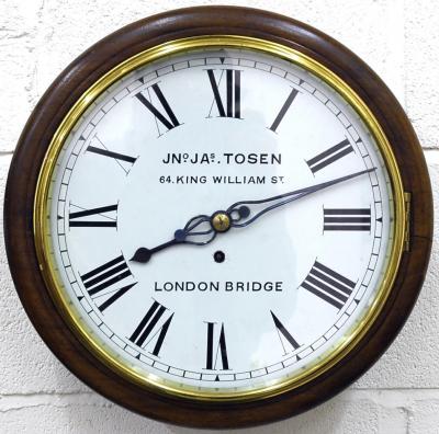 Appraisal: A MAHOGANY WALL TIME PIECE by Jn Jas Tosen London