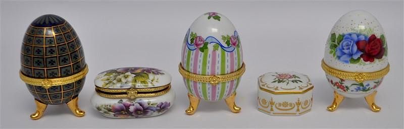 Appraisal: PC PORCELAIN EGG TRINKET BOXES A group of Vintage Porcelain