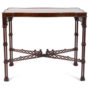 Appraisal: A George III Chinese Chippendale Style Mahogany Silver Table LATE