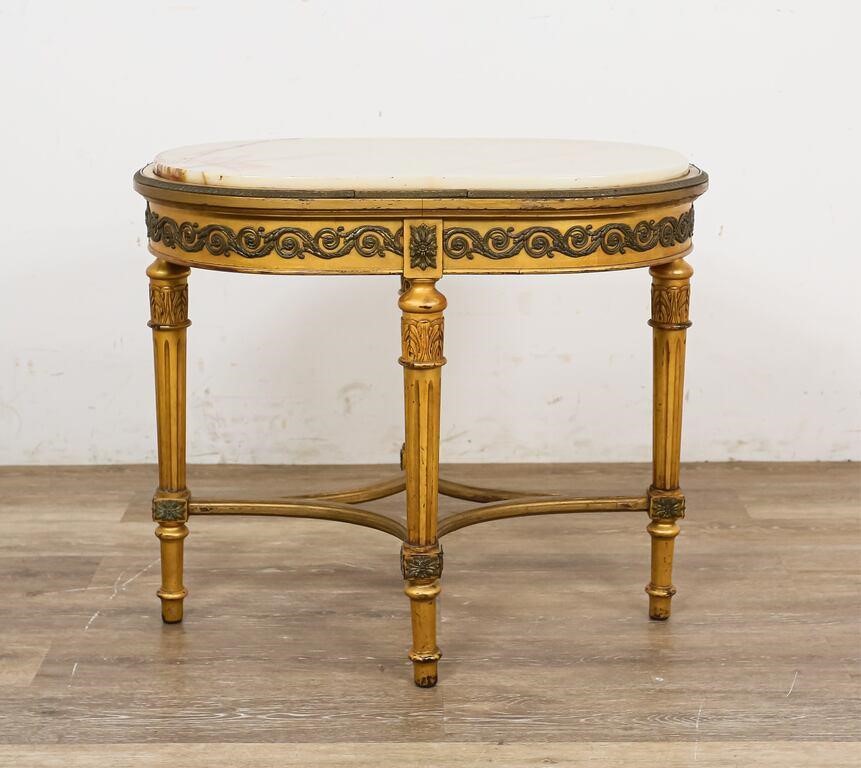 Appraisal: LOUIS XVI STYLE MARBLE TOP END TABLELouis XVI style marble