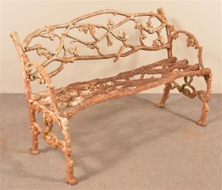 Appraisal: Antique Cast Iron Twig Form Bench h x w