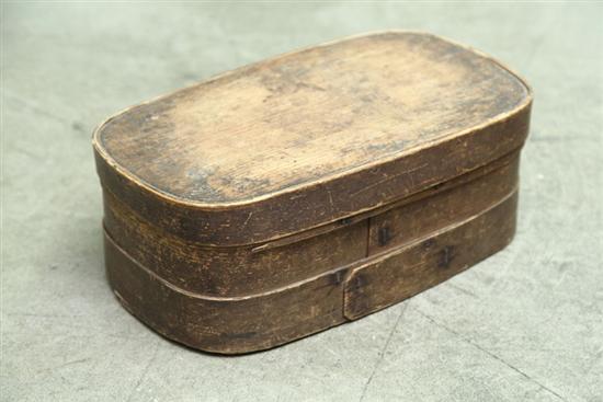 Appraisal: STORAGE BOX Oval with lap seams small rose head nails