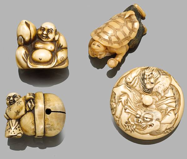 Appraisal: A group of four ivory studies th Century Comprising a