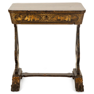 Appraisal: A Chinese Export Black and Gilt Lacquer Sewing Table th