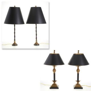 Appraisal: pairs designer bronze table lamps pairs designer bronze table lamps