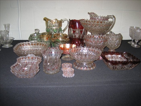 Appraisal: LOT OF COLORED GLASS PITCHERS AND COMPOTES ETC Green Red