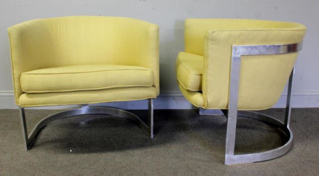 Appraisal: Midcentury Pair of Harvey Probber Tub Chairs With wrap around