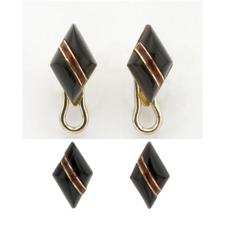 Appraisal: Gold Black Onyx and Red Enamel Dress Set Andrew Clunn