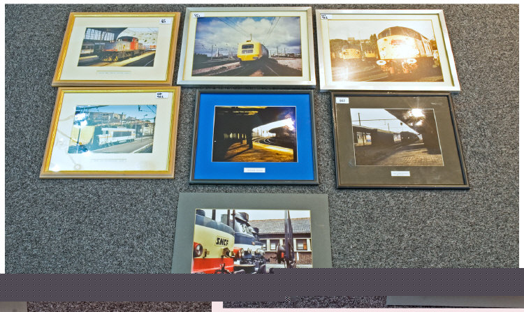 Appraisal: Collection of Framed Unframed Photographs of Railway Engines of Stations