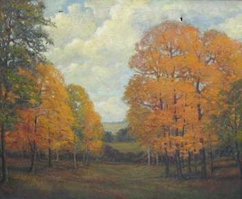 Appraisal: Ruth Haskell American fl ca 's Kansas Autumn Landscape Oil