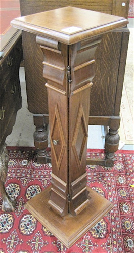 Appraisal: MAHOGANY CABINET PEDESTAL PLANT STAND antique reproduction having a square