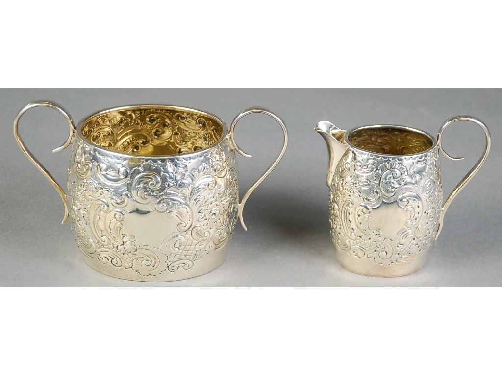 Appraisal: VICTORIAN SILVER TWO HANDLE SUCRIER AND MATCHING CREAM JUG of