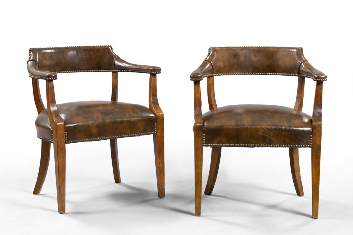 Appraisal: Pair of Edwardian-Style Mahogany Tub Chairs each with a padded