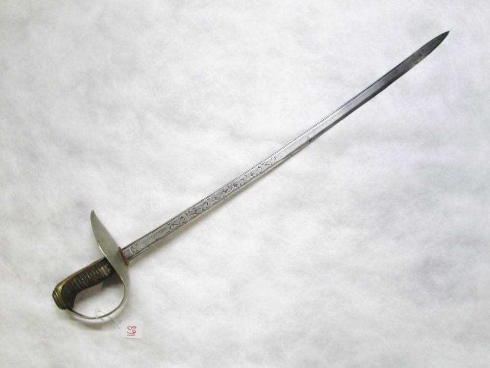 Appraisal: SPANISH OFFICERS SWORD having slight curve blade with two fullers