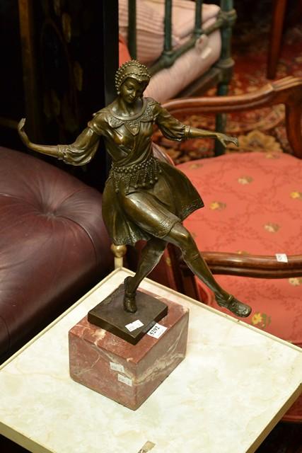 Appraisal: A FEMALE DANCER BRONZE STATUE ON MARBLE BASE