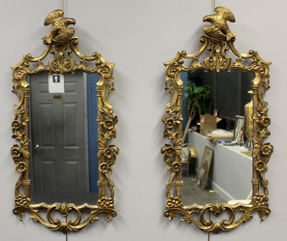 Appraisal: Pair of th Century Carved Giltwood Mirrors Good lookers and