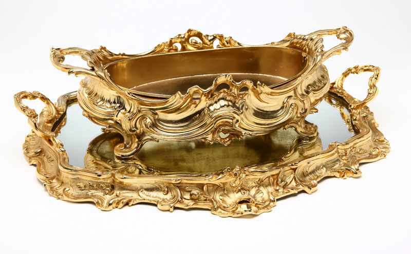 Appraisal: A Louis XV style gilt-bronze jardiniere and surtout de table