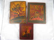 Appraisal: Three Russian icons two of St Michael x cm x