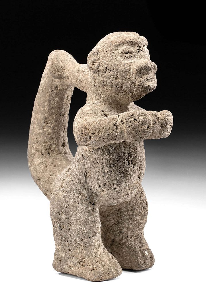 Appraisal: Costa Rican Volcanic Stone Monkey Figure Ex Sotheby's Pre-Columbian Central