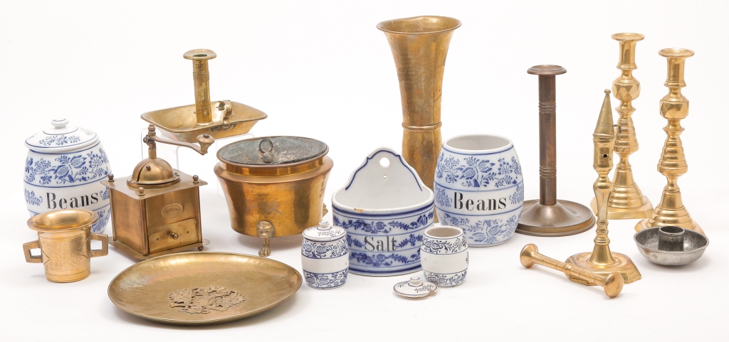 Appraisal: EUROPEAN KITCHEN AND METALWARE Nineteenth - th century Seven blue