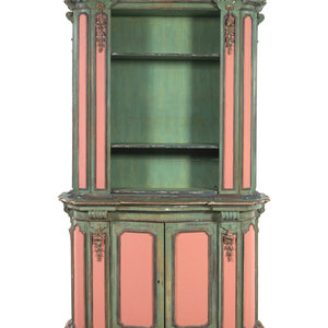 Appraisal: An Italian Baroque Style Painted and Parcel Gilt Bookcase Early