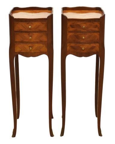 Appraisal: lot of French Louis XV style mahogany nightstands th c