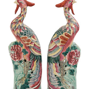 Appraisal: A Pair of Chinese Export Porcelain Phoenix Birds th Century