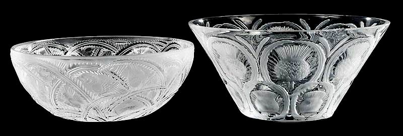 Appraisal: Two Lalique Glass Bowls Thistle and Pinsons both engraved Lalique